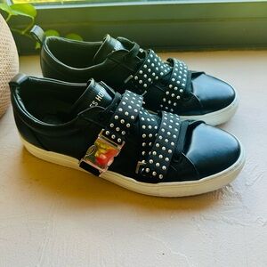 Les Hommes Studded Buckle Leather Sneakers Size 12